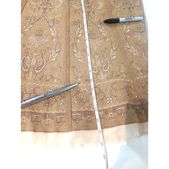 TALBOTS WOOL BLEND GOLD BROWN PAISLEY MOROCCAN INDIAN STYLE SKIRT WMS 12 - Picture 4 of 9